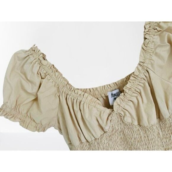 PRINCESS POLLY Dress Smocked Waist Mini Daniella Dress in Cream Size 6 - Picture 4 of 8